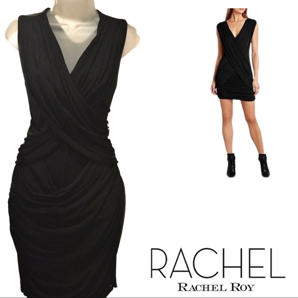 Rachel Roy draped mini black dress size S